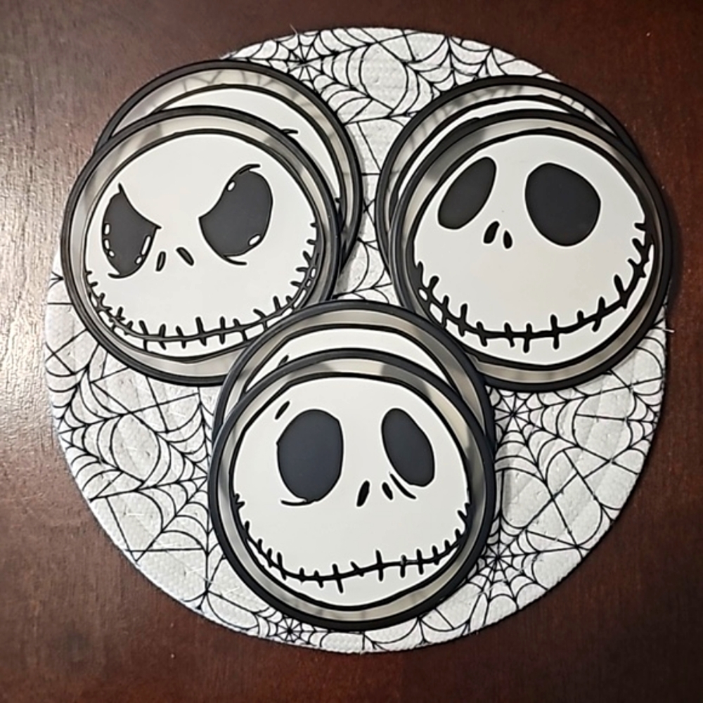 Jacket Skellington Rubber Coasters - Set of 6 (2 each of 3 designs)